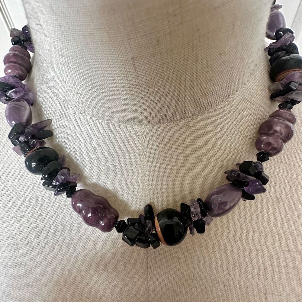 Amethyst and purple beaded necklace
